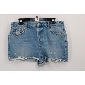 BDG SUMMER CUTOFF Urban Outfitters High Rise Cheeky Jean Shorts Frayed Hem Sz 32